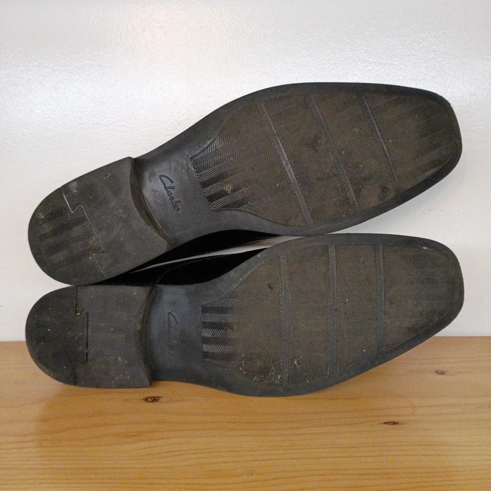 Men's Clarks Tilden Walk‎ Lace-Up Oxfords Shoes Black Leather Square Toe Sz 14 M
